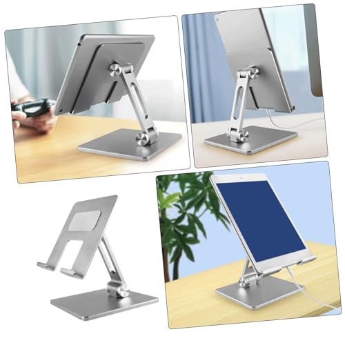Soporte portátil ajustable de aleación de aluminio plateado miniatura 6