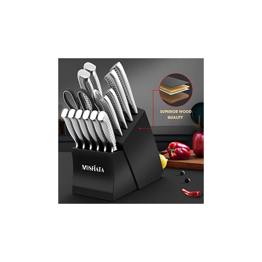MOSFiATA-Kitchen-Knife-Set-17-Pieces-Japanese-Stainless-Steel-Knife-Sets-for-Kitchen-with-Block-with-Knife-Sharpening-Rod-Dishwasher-Safe-Silver MOSFiATA Kitchen Knife Set, 17 Pcs Japanese Stainless Steel Knife Sets for Kitchen with Block with Knife Sharpening Rod, Dishwasher Safe, Dad Birthday Knife Gift Set