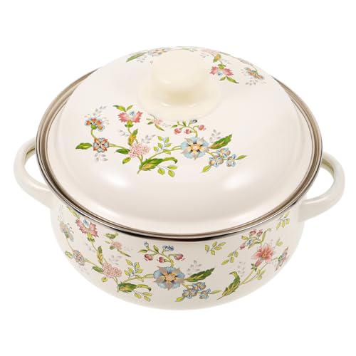 DIYEAH Marmite Émaillée Multifonction pour Cuisson Maison Résistante Aux Acides et Alcalis Ergonomique et Compatible Plaques Induction Casserole à Soupe avec Revêtement