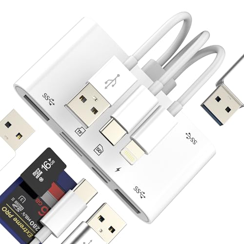 Lecteur de carte SD 6 en 1 adaptateur USB C et Lightning pour iPhone