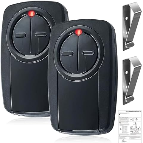 KLIK5U-BK2 KLIK3U-BK Clicker - Universal 2 Button Garage Door Opener Remote for Chamberlain LiftMaster Genie, etc. Fit for Yellow Orange Red Purple Green Learn Button or DIP Switch Cover
