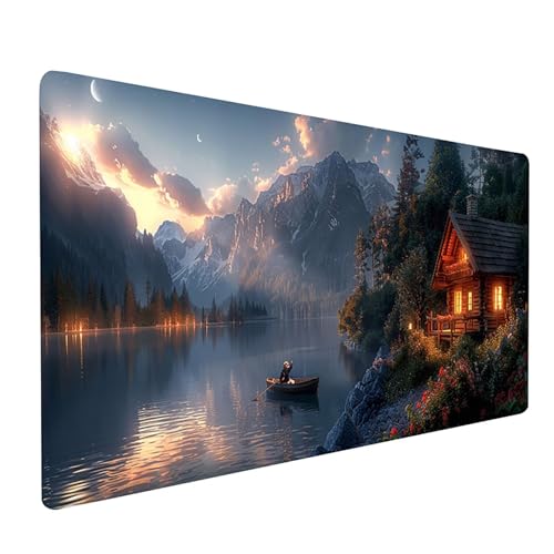 Tapis de Souris XXL 700 x 300 mm, Grand Tapis de Souris Gaming Vert, Mouse Pad avec Base en Caoutchouc Antidérapant, Améliorer Précision et Vitesse, Gaming Accessoire, Cadeau Femme, Maisons 9-2290