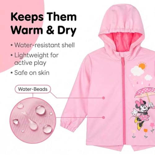 Image of Disney Girls' Hooded Zip-Up Rain Jacket Toddler to Big Kid