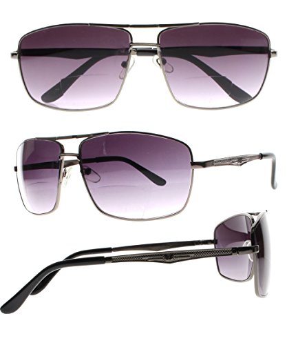 Retro Mens Aviator Bifocal Tinted Square Nerd Reading Glasses UV400 Sunglasses Readers