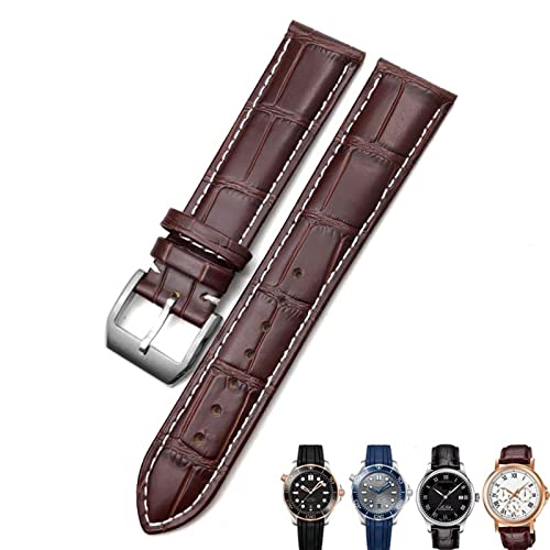 Bracelet montre cuir 18mm fermoir papillon premium compatible Omega Seamaster 300 marron