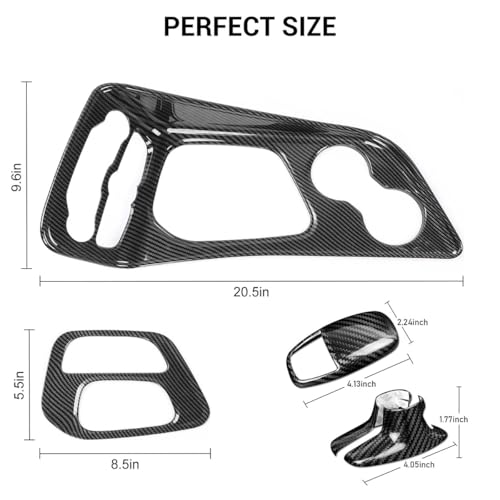 CTMAOYI 5Pcs Carbon Fiber Shifter Panel & Knob Cover Trim Set for 2015-2025 Dodge Challenger Charger, ABS Interior Center Console Accessories by CTMAOYI - Used condition - Image 8