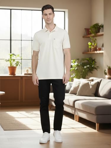 Image of Lux Cozi Men's Cotton Blend Polo T-Shirt with Chest Pocket | Collar T-Shirts for Men | Half Sleeves | Plain - Regular Fit (Pack of 1)