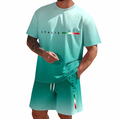 Ensemble short homme d'été vert menthe dégradé pour plage et détente