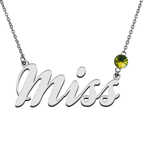 GR859C Personalized Charm Name Necklace with Birthstone for Best Friends Miss
