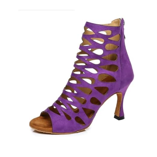 LITNERMIA Zapatos de baile para mujer con cordones Midern Botas latinas de salón, Al455 - Tacón morado de 9 cm, 36.5 EU