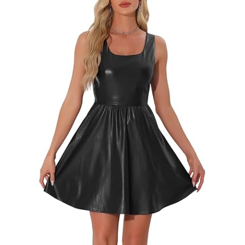 Allegra K Faux Leather Tank Dress Cover