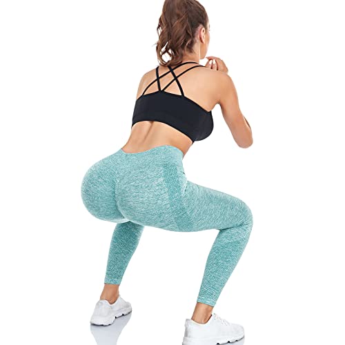 Sicoozoe Women Butt Lifting Workout Leggings, High Waisted Tummy Control Yoga Pants Seamless Squat Proof Gym Tights (25'' In) (As1, Alpha, M, Regular, Regular, 3 Green) #TOP4