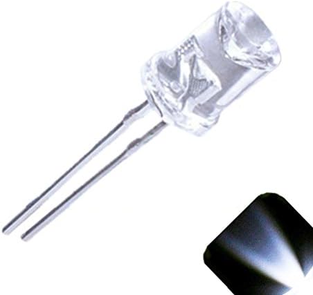 5mm Flat Top Concave Wide Angle Cool/Clear White LED - Similar to Christmas LED Lights (Pack of 20)