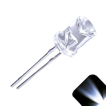 5mm Flat Top Concave Wide Angle Cool/Clear White LED - Similar to Christmas LED Lights Pack of 20