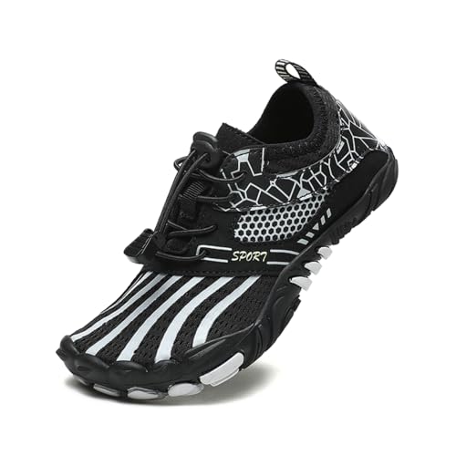 AONEGOLD Vattenskor barn lätta flickor poolskor strand simning barfota snabbtorkande halkfri sport surfing badskor storlek 26–35EU, W19 vit, 37 EU