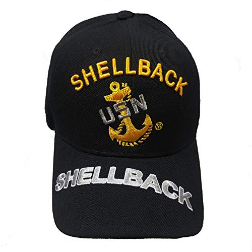 US Military Navy Shellback USN Black Baseball Cap, Schwarz, Einheitsgröße