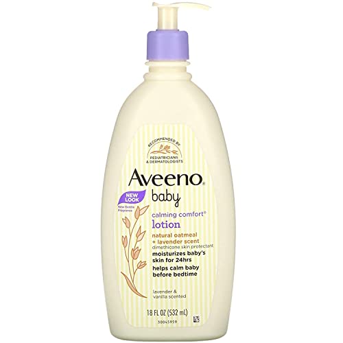 Aveeno Baby Calming Comfort Moisturizing Body Lotion with Relaxing Lavender & Vanilla Scents, Non-Greasy Baby Lotion, Nourishing Prebiotic Oatmeal, Paraben- & Phthalate-Free, 18 fl. oz -  Kenvue, 9.51095E+11