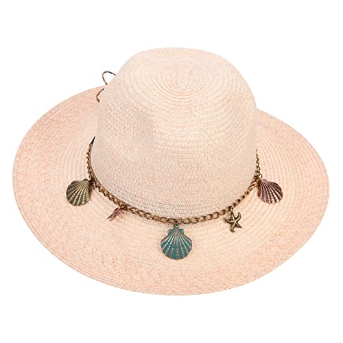 COLLBATH Spring Summer Decorative Woven Bucket Hat for Women Lightweight Breathable Straw Sun Hat for Beach Outdoor Activities and Sun Khaki