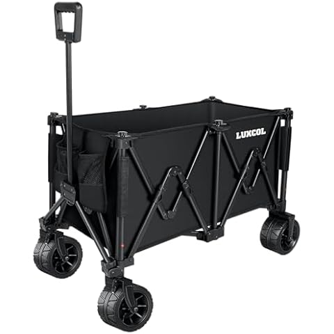 LUXCOL Beach Wagon with Big Wheels for Sand, Collapsible Wagon Carts Heavy Duty Foldable Wagon with 200L Large Capacity, Outdoor Utility Wagon for Garden, Sports, Shopping, Camping, Groceries Cover