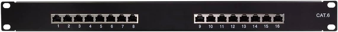 LogiLink Professional PrimeLine Patch Panel, 19 inch Distribution Panel, STP (Shielded) Black 16-Port