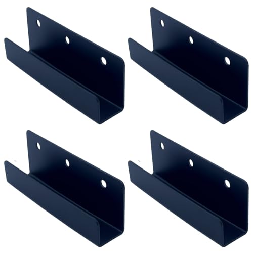 Image of 4 PCS Black Steel Wall Tile Bracket, Ladder Hanger for Wall Mount, U Bracket, Billboard Hook, Thickness 2 mm, Slot Width 25mm