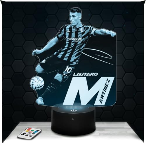 Lampephoto.fr - Lampada 3D Lautaro Martinez Milan Calciatore Internazionale Argentino, Luce Notturna Tattile Led Calcio, Effetto Ologramma 3D, Idea Regalo calcio Natale Compleanno Ragazzo o Ragazza