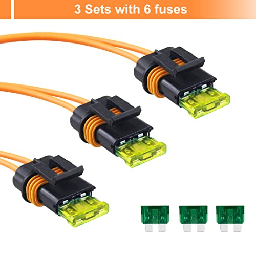 Frogbro 3 Pack 12Awg Inline Fuse Holder Automotive Blade Waterproof Ato/Atc Fuse With 3Pcs 20A & 3Pcs 30A Fuse Tap #TOP2