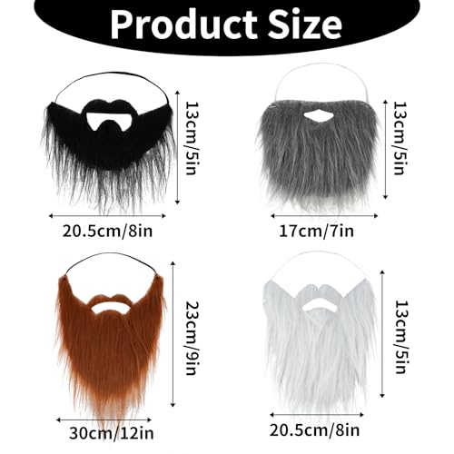 Ouligay 4 Stück Fake Bart Kostüm Schnurrbart Künstlicher Gefälschte Bärte Fake Mustache Falscher Bart Beard für Halloween Weihnachten Party Cosplay Zubehör Erwachsene