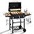 MELLCOM Charcoal Grill with Wood Foldable Side Table - 338 Sq.In BBQ Area with Individual Lifting Charcoal Trays & Thermometer, Charcoal Grill for Outdoor, Picnic