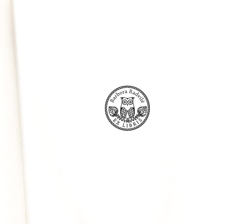 Ex libris Gufo Saggezza Uccelli, Timbri Personalizzati, Legno Rotondo 37mm, Scatole Regalo