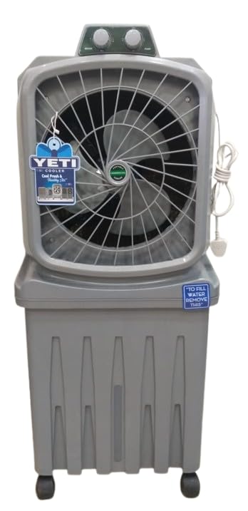 Image of TIAMO Yeti 50L Personal Air Cooler 12 Inch Blade With Insta-Cool Technology, Powerful Motor, Turbofan, Powerful Air Throw, 3-Speed Control, Portable Air Cooler, Light Grey