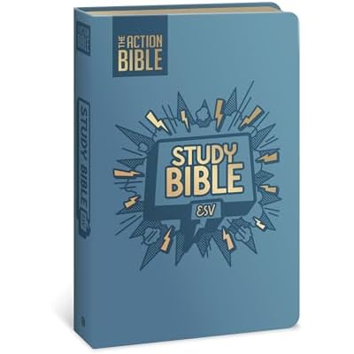 The Action Bible Study Bible Esv, Leathersoft, Blue, Full Color