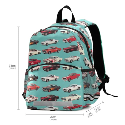 American Muscle Racing Car Kids Toddler Backpack Vintage Pixar Cars Race Kindergarten Bookbag Preschool Backpacks Elementary School Bags Reflective Stripes Casual Bag For Children Boys Girls3
