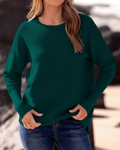 BTFBM Fall Sweaters for Women 2025 Casual Long Sleeve Sweater Striped Loose Fit Pullover Tops
