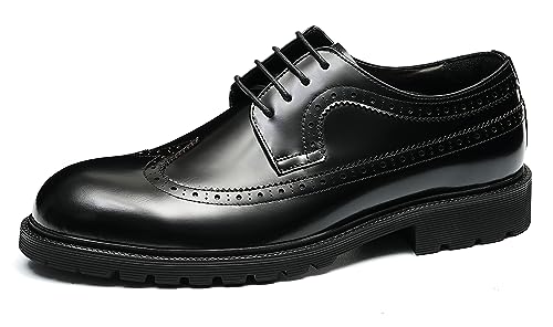Santimon Mens Oxfords Formal Dress Shoes Genuine Leather Wingtips Brogues Derby Prom Business Casual Wedding Tuxedo Fashion Comfortable Shoes for Men