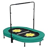 Trampoline for 2 Kids and Adults with Adjustable Handle Bar, Doufit TR-01 Double Jumping Fitness Rebounder Trampoline for Toddler Indoor and Outdoor Exercise with Spring Pad