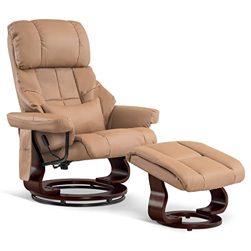 MCombo Manual Swivel Recliner with Ottoman, Reclining Chair with Vibration