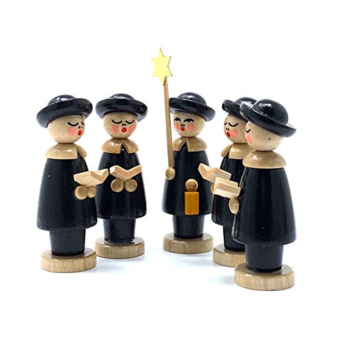 Drechslerei Friedbert Uhlig, Miniatur, Kurende Nr. 05KS, schwarz gebeizt, 5 Figuren, 5 cm hoch, aus regionalem Holz gedrechselt, echte Handarbeit aus dem Erzgebirge, Weihnachten, Holzkunst, Echtholz Drechslerei Friedbert Uhlig, Miniatur, Kurende Nr. 05KS, schwarz gebeizt, 5 Figuren, 5 cm hoch, aus regionalem Holz gedrechselt, echte Handarbeit aus dem Erzgebirge, Weihnachten, Holzkunst, Echtholz