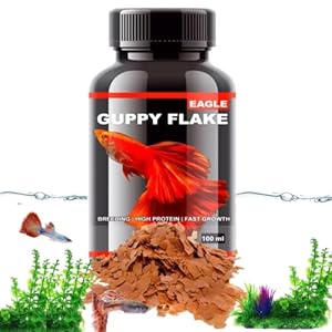 Eagle Guppy Flake (100ml) Aquarium Fish Food | Ideal for All Types of Guppy and Tetra and Other Small Fish (Breeding, High Protein, Fast Growth)