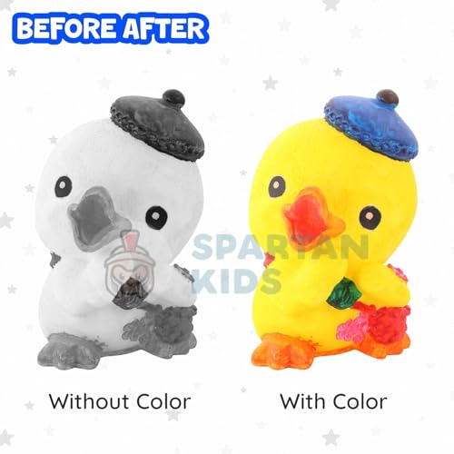 Image of Spartan Kids Paint Your Own Duck Piggy Bank for Kids, DIY Watercolor Craft Activity Set with Lock, 190mm Height, Creative Money Saving Box for Boys and Girls, Best Birthday Party Return Gift (5, Duck)