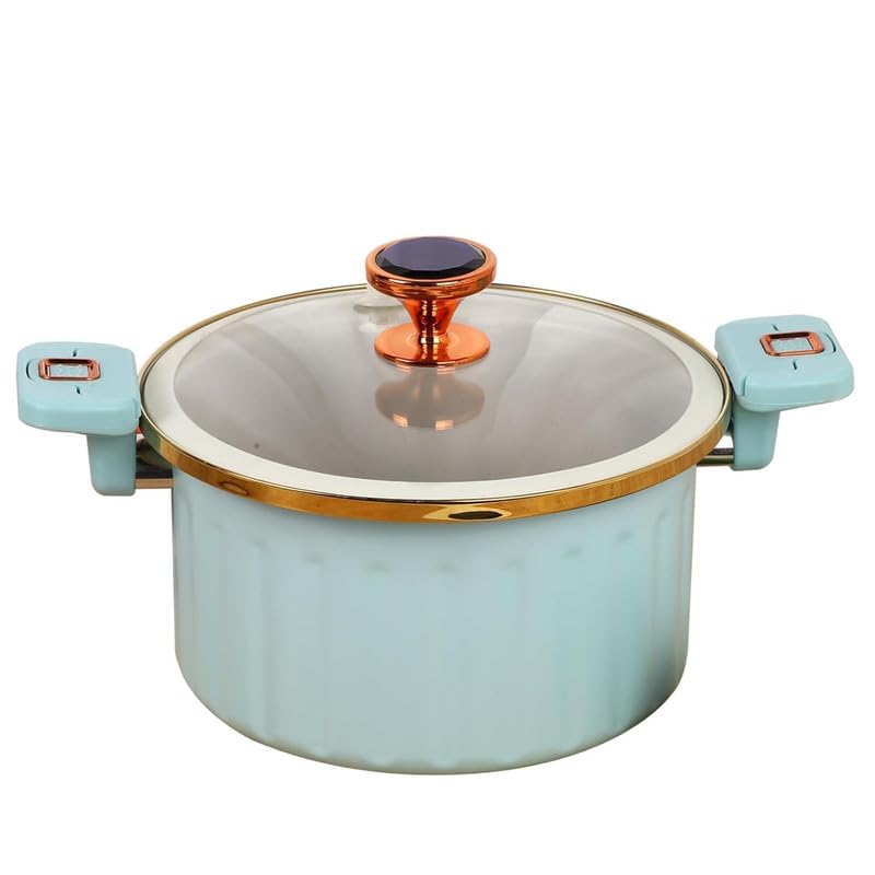 Image of Non Stick Micro Pressure Cooker 5L, Large Capacity with Visible Lid, Handle & Safety Valve, Aluminium Cookware Induction & Gas Compatible Safety Valve Healthy Cooking Pot for All Kinds of Stovetop