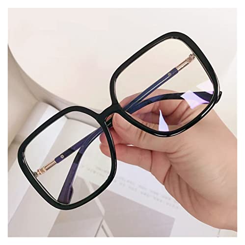 siqiwl Gafas de Lectura, Lentes de Marco Cuadrado de Gran tamaño Vintage, luz Anti-Azul, Marcas Marcas Gafas for Hombres y Mujeres (Color : Black, Size : +2.5)