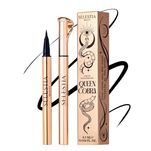 SELESTIA BEAUTY Black Liquid Eyeliner Pencil Queen Cobra – Long-Lasting – Quick-Drying, No Flaking – Thin Applicator & Intense Color – 0.016 fl.oz