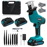 電動ノコギリ レシプロソー 2個バッテリ ノコギリ のこぎり 電動カッター 充電式レシプロソー ブルー WFJ-A