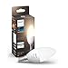 Philips Hue White Lampadina LED Smart, con Bluetooth, Attacco E14, 4.5 W, Dimmerabile, Luce Bianca Calda, Bianco