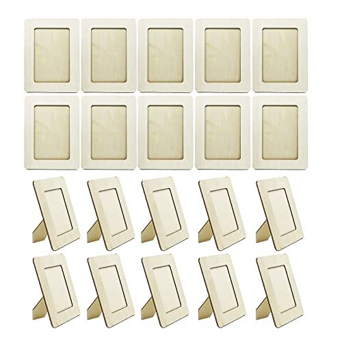 20Pcs Wooden Picture Frames Unfinished Natural Wood, DIY Wood Picture Frames Creativity Gifts for Children's Birthday (16.5cm*12cm)
