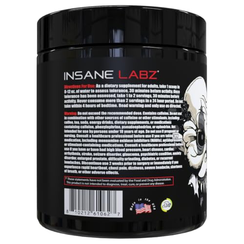 Image of Insane Labz Psychotic Black Edition Mid Stimulant Pre Workout Powder, Energy Focus Pumps, Loaded with Creatine Beta Alanine Taurine Fueled by AMPiberry, 35 Servings (Paloma)