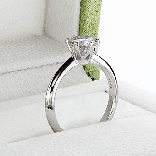 WOAINI 1 Carat Moissanite Ring for Women Prong-Setting, Eternity Promise Statement Solitaire Ring Band Sterling Silver Gold Plated, Diamond-Alternative Gift for Anniversary Wedding Engagement4
