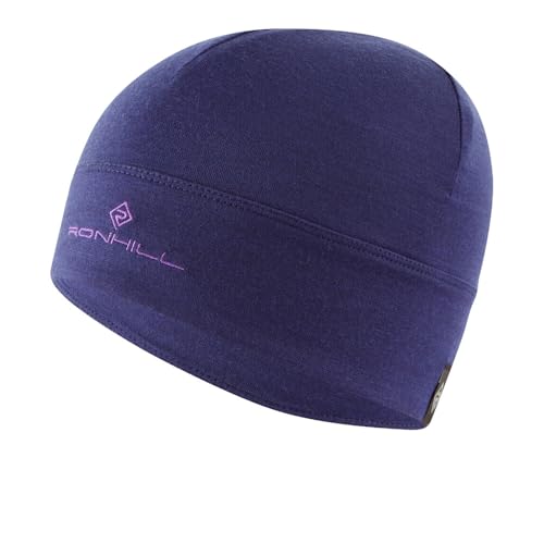 Bonnet Ronhill anti froid aux oreilles pour running bleu et violet