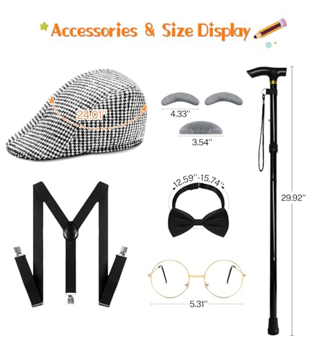 Disfraz de Viejo para Niños con Sombrero, Gafas y Bastón miniatura 3